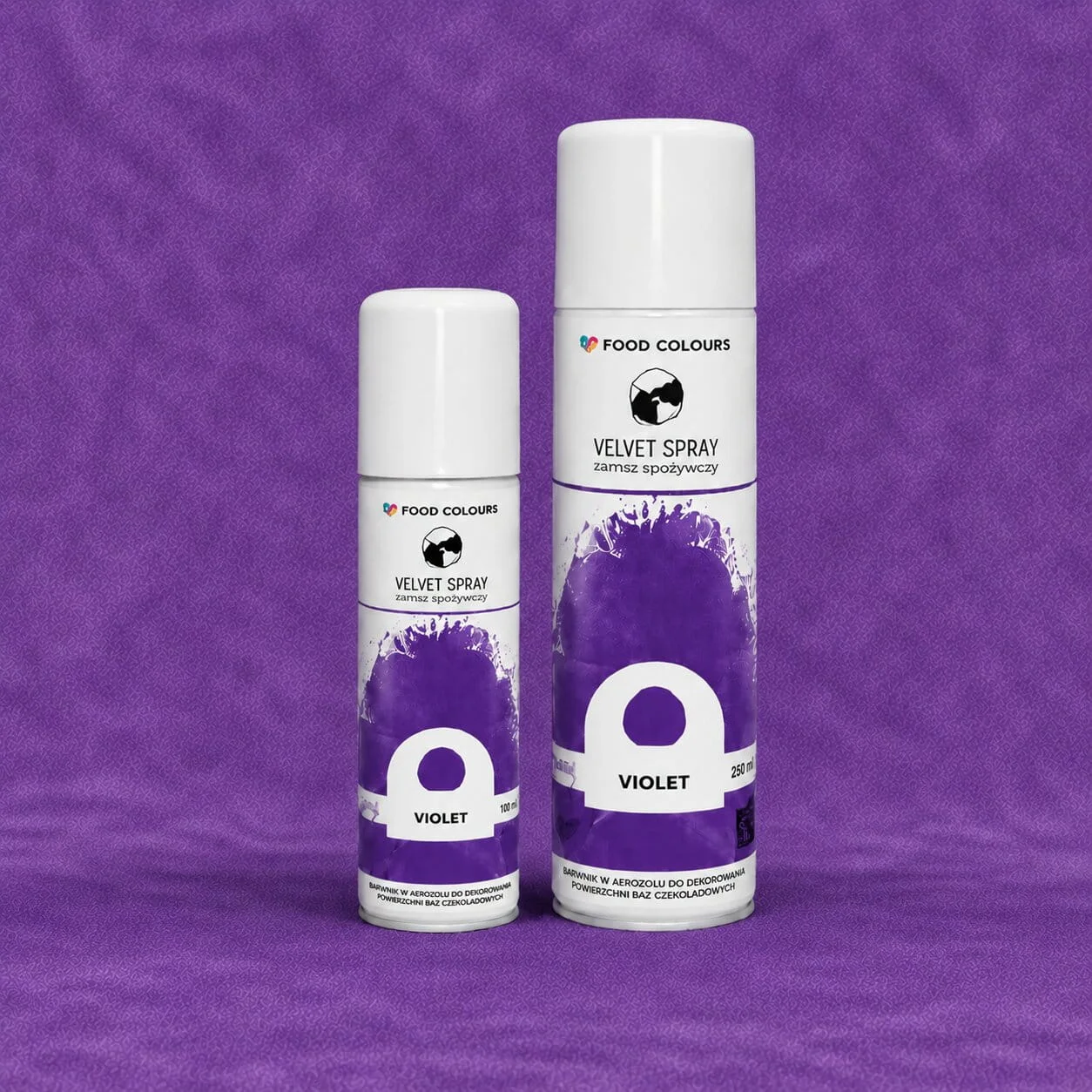 Fioletowy zamsz w sprayu do tortów - 100-250 ml 2 Zamsz w sprayu fioletowy - Food Colours - 100 i 250 ml - sklep internetowy colorcake.pl